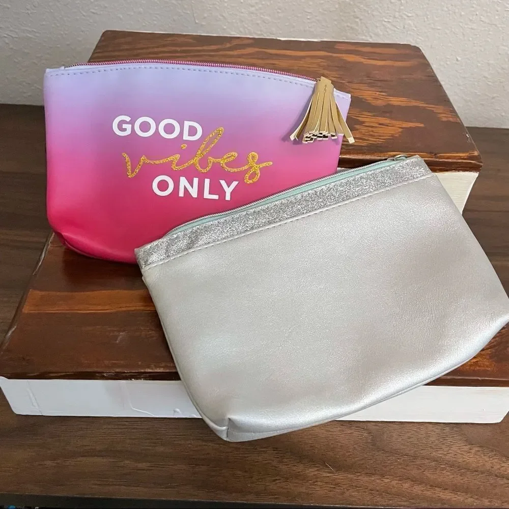 2 Ipsy Bags… Pink and Blue Good Vibes,  And Silver & Blue